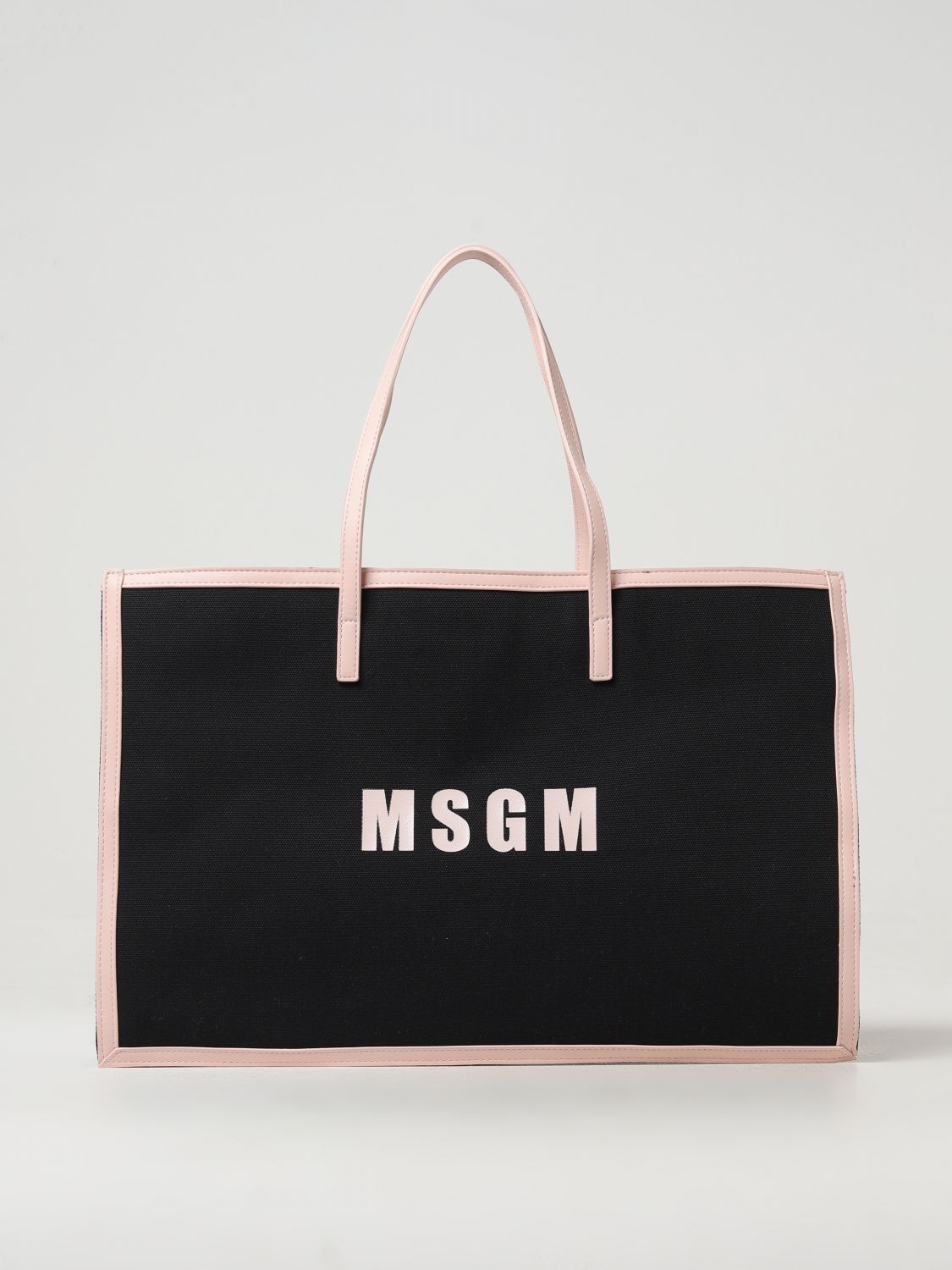 Msgm Girls Black Canvas Tote Bag (48cm) In Black