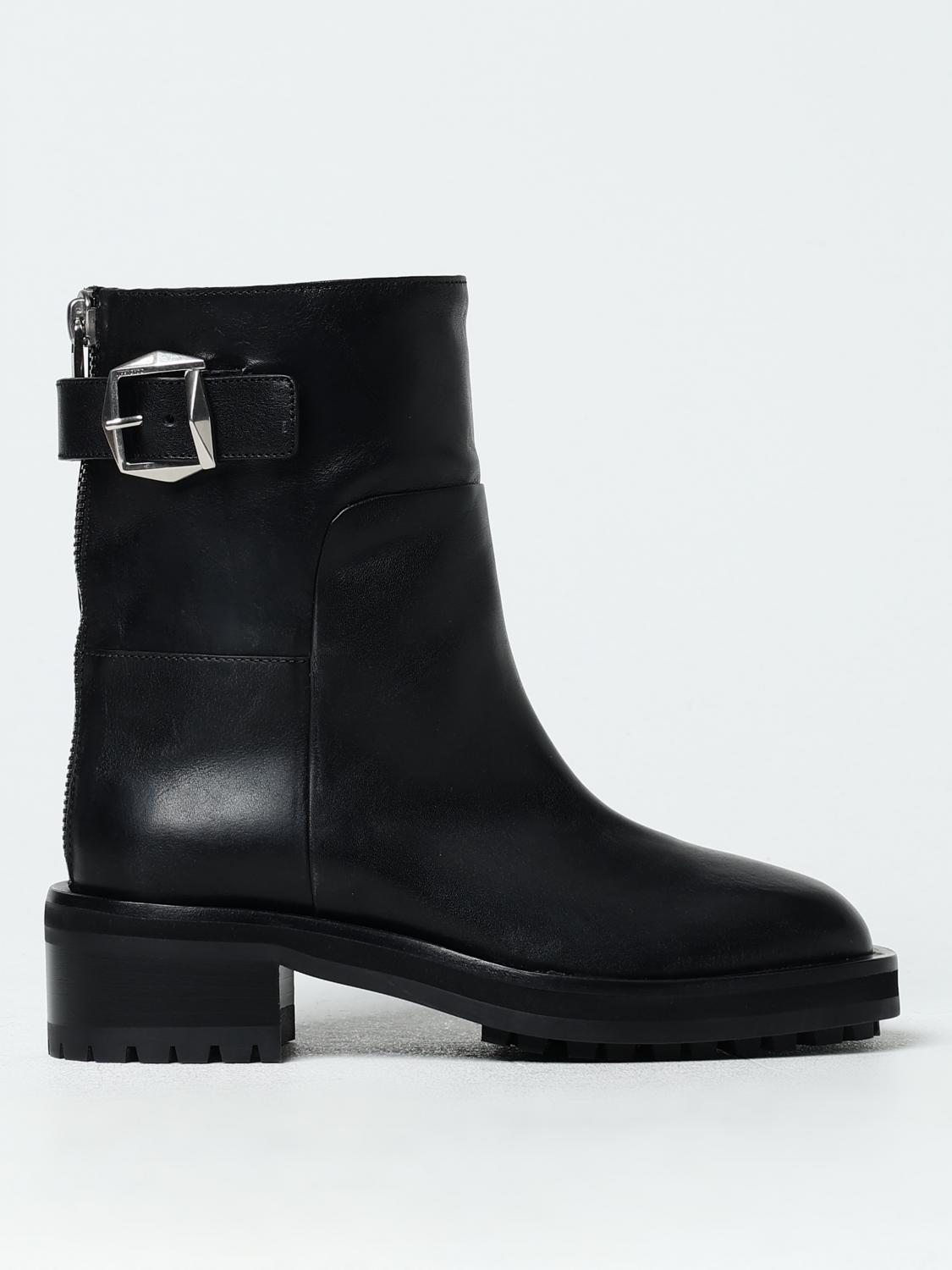 Jimmy Choo Women Brooklyn Ab 50 Leather Boots With Adjustable Strap In 黑色