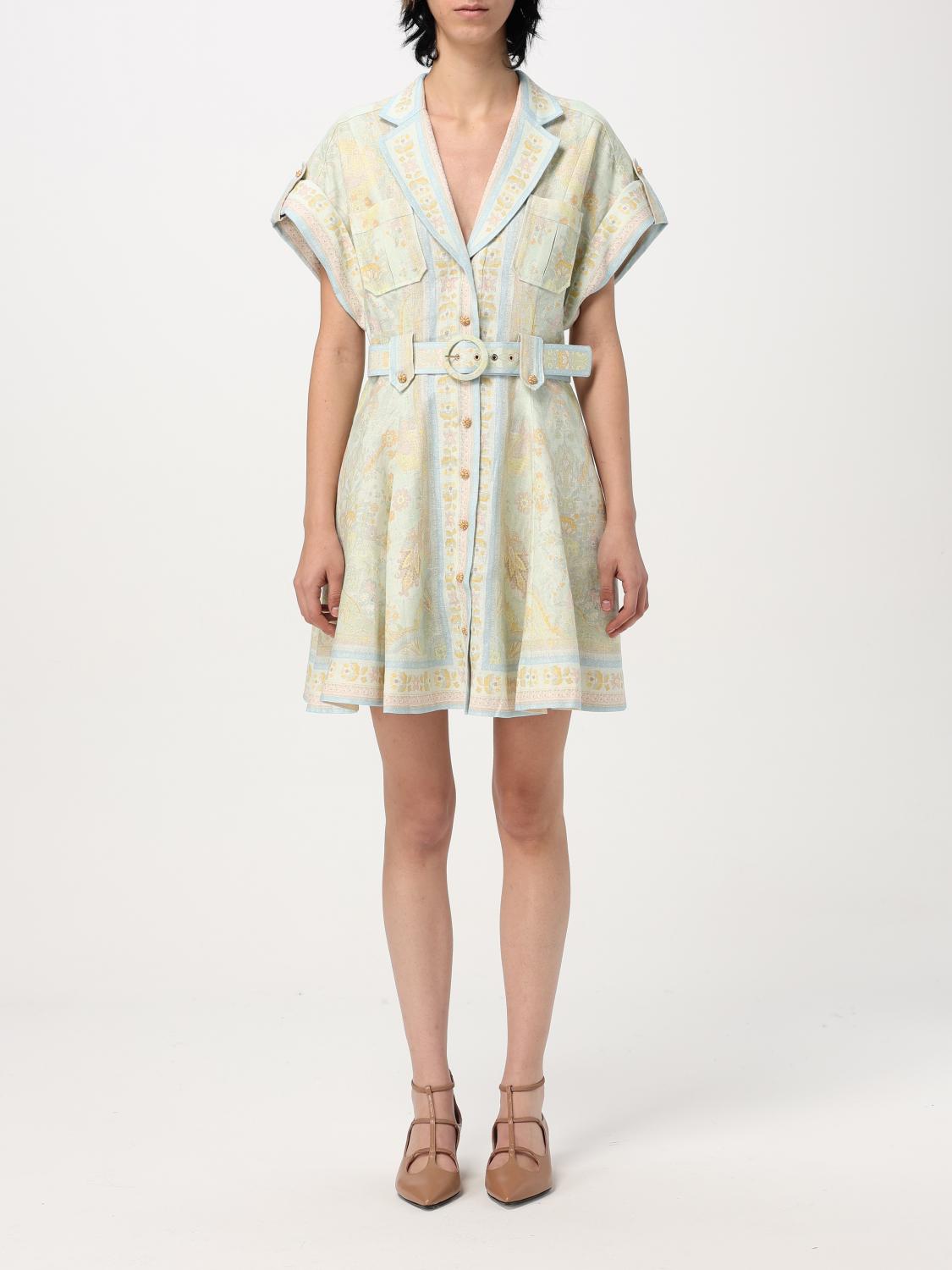 Zimmermann Acacia Belted Paisley-print Linen Mini Shirt Dress In Multi